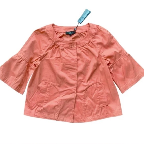Talbots Jackie Fit Cropped Buttoned Swing Jacket Peach Pink Size 4 - Picture 6 of 6